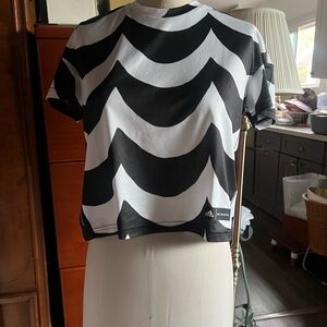 Adidas Women's Black and White Wave Tee